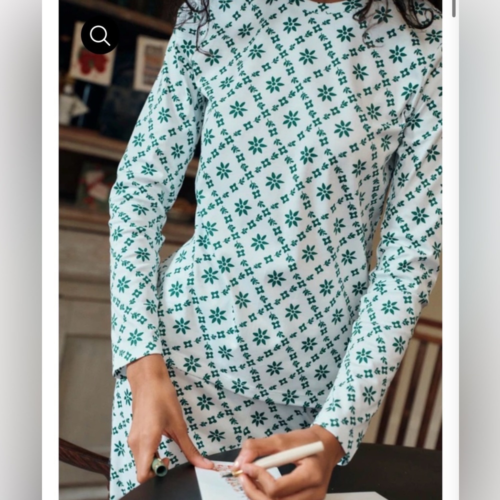 LAKE Pima Crew Long-Long Set in Classic Green Lattice